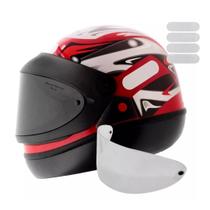 Capacete Masculino San Marino Vermelho Mais Viseira Fumê E Adesivo