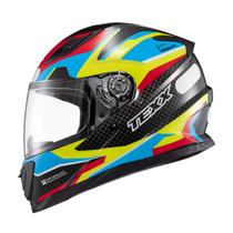 Capacete Masculino Texx Hawk Ride Azul Verde Moto Fechado