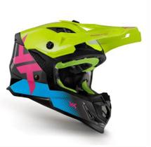 Capacete Mattos Racing Atomic Icon - Cor Amarelo Fluo Multicolor Cinza