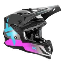 Capacete mattos racing atomic icon preto/rosa/azul