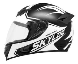 CAPACETE MIXS MX2 SKYLINE FUNDO PRETO e BRANCO BRILHANTE 58