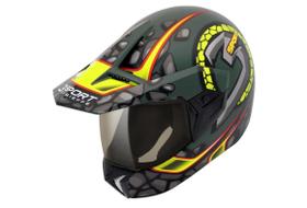 Capacete Moto 3 Sport Stones Verde Militar Fosco/amarelo 58 - Bieffe