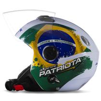Capacete Moto Aberto Brasil Com Viseira Cristal + Óculos Fumê + Forro Removível Pro Tork New Atomic Patriota
