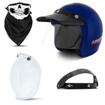Capacete Moto Aberto Compact + Viseira Bubble Cristal + Bandana e Flip Up