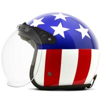 Capacete Moto Aberto Custom Com Kit Personalizado Etceter American Brilhante