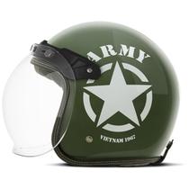 Capacete Moto Aberto Custom Com Kit Personalizado Etceter Army Brilhante