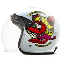Capacete Moto Aberto Custom Com Kit Personalizado Etceter Mad Dogs Brilhante