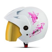 Capacete Moto Aberto Feminino Pro Tork Atomic For Girls Rosa Viseira Dourada