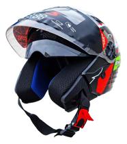 Capacete Moto Aberto FW3 X OPEN Up 43 Cor:Vermelho e VerdeTamanho:56