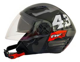 Capacete Moto Aberto Fw3 X Open Up 43 Tamanho60 Viseira Cristal Óculos Interno Fumê ABS Grafite Fw3