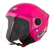 Capacete Moto Aberto New Liberty 3 Rosa Viseira Cristal Inmetro Tamanho 58 - Pro Tork