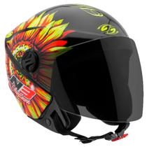 Capacete Moto Aberto New Liberty 3 Sunflower Brilhante Pro Tork Amarelo/Laranja Tamanho 56, 58 e 60 Viseira Fumê