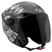 Capacete Moto Aberto New Liberty 3 Sunflower Brilhante Pro Tork Preto/Cinza Tamanho 60 Viseira Fumê Capacete Moto Aberto New Liberty 3 Sunflower Brilhante Pro Tork Preto/Cinza Tamanho 60 Viseira Fumê