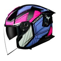 Capacete Moto Aberto Norisk Downtown Provenza Preto Colorido tam. 60 Capacete Moto Aberto Norisk Downtown Provenza Preto Colorido tam. 60