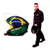 Capacete Moto Aberto Pro Tork New Liberty Three Patriota Viseira Transparente Diversos Tamanhos + Capa de Chuva PVC