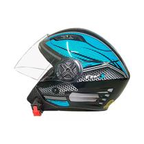 Capacete Moto Aberto X Open Colorido Viseira Cristal Preto/Azul Inmetro Tamanho 56 - FW3 Capacete Moto Aberto X Open Colorido Viseira Cristal Preto/Azul Inmetro Tamanho 56 - FW3