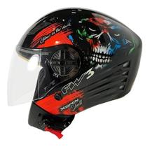 Capacete Moto Aberto Xopen Caveira Skull Fw3 Fosco Tam 56