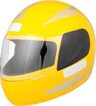 Capacete Moto Amarelo Tamanho 58 ProTork Viseira Cristal Casco Em ABS E Cinta Jugular Com Fecho Revestido Em EPS - Pro Tork