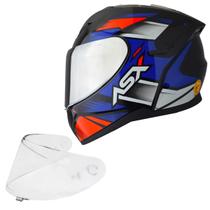 Capacete Moto Asx City Start Azul Esportivo Viseira Prata