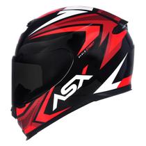 Capacete Moto Asx Eagle Street Brilho Preto/Vermelho/Branco Integral Todos os Tamanhos