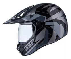 Capacete Moto Bieffe 3 Sport Hills Grafite Preto Brilhante