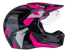 Capacete Moto Bieffe 3 Sport Hills Preto Pink Brilhante