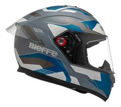 Capacete Moto Bieffe B12 Avant Cinza Moon Azul Metálico