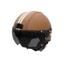 Capacete Moto Br 101 Flash Revestido Creme Fume 57 Custom