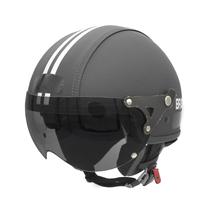 Capacete Moto Br 101 Flash Revestido Preto Fume 57 Custom