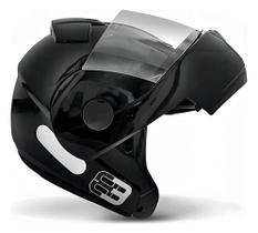 Capacete Moto EBF E8 Articulado Robocop Desenho Solid Cor:Preto BrilhoTamanho:56 Capacete Moto EBF E8 Articulado Robocop Desenho Solid Cor:Preto BrilhoTamanho:56