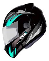 Capacete Moto EBF New E8 Fast Articulado Robocop Escamoteavel Aberto e fechado Cor:Preto com Azul TurquesaTamanho:60 Capacete Moto EBF New E8 Fast Articulado Robocop Escamoteavel Aberto e fechado Cor:Preto com Azul TurquesaTamanho:60