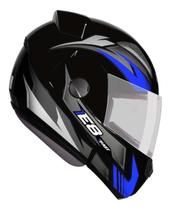 Capacete Moto EBF New E8 Fast Articulado Robocop Escamoteavel Aberto e fechado Cor:Preto com AzulTamanho:61 Capacete Moto EBF New E8 Fast Articulado Robocop Escamoteavel Aberto e fechado Cor:Preto com AzulTamanho:61