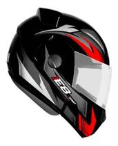 Capacete Moto EBF New E8 Fast Articulado Robocop Escamoteavel Aberto e fechado