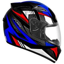 Capacete Moto Ebf New Spark Flash Azul e Vermelho Brilhante Moto