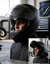 Capacete Moto Escamoteavel Mt Helmets Atom 2 Viseira Solar Cor:PretoTamanho:58 Capacete Moto Escamoteavel Mt Helmets Atom 2 Viseira Solar Cor:PretoTamanho:58