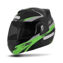 Capacete Moto Escamoteável Robocop Masculino e Feminino Com Viseira Fumê Pro Tork V-Pro Jet 2 Preto Brilhante