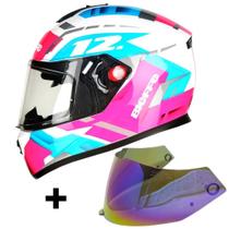 Capacete Moto Esportivo Bieffe B-12 Bitwelve Branco Com Rosa