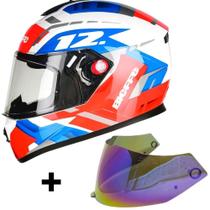 Capacete Moto Esportivo Bieffe B-12 Bitwelve Branco Vermelho