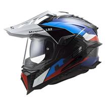 Capacete Moto Explorer C MX701 LS2 Preto Branco Azul
