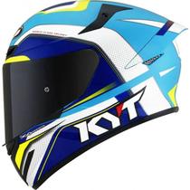 Capacete Moto Fecahdo Kyt Tt Course Grand Prix Azul Branco