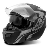 Capacete Moto Fechado Attack HSA Viseira Cristal Preto/Cinza Inmetro Tamanho 58 - Pro Tork Capacete Moto Fechado Attack HSA Viseira Cristal Preto/Cinza Inmetro Tamanho 58 - Pro Tork