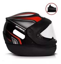 Capacete Moto Fechado Automático Fw3 San Marino Preto e Vermelho 58