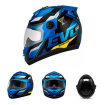 Capacete Moto Fechado Azul com Amarelo G8 EVO Viseira Cristal Inmetro Tamanho 62 736AZAM - Pro Tork