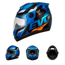 Capacete Moto Fechado Azul com Laranja G8 EVO Viseira Cristal Inmetro Tamanho 56 58 60 62 - Pro Tork