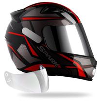 Capacete Moto Fechado Ebf Spider Vermelho + Viseira Metal