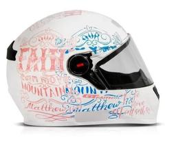 Capacete Moto Fechado Faith Branco Rosa Fw3 Forro Camurça 56