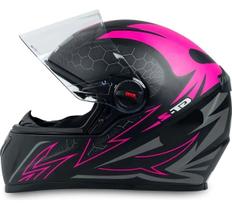 Capacete Moto Fechado FW3 GT2 com Viseira e Narigueira Cor:Preto Fosco/Rosa/PrataTamanho:56 Capacete Moto Fechado FW3 GT2 com Viseira e Narigueira Cor:Preto Fosco/Rosa/PrataTamanho:56