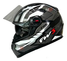 Capacete Moto Fechado FW3 Modelo GTX Fox Com Óculos Interno Cor:Grafite/Prata/PretoTamanho:60