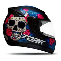 Capacete Moto Fechado G7 Caveira Mexicana Viseira Cristal Preto/Verde Inmetro Tamanho 58 - Pro Tork