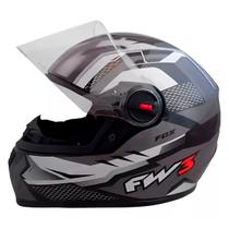 Capacete Moto Fechado GTN Fox Grafite/Cinza Viseira Cristal Inmetro Tamanhos 56 58 60 - FW3 Capacete Moto Fechado GTN Fox Grafite/Cinza Viseira Cristal Inmetro Tamanhos 56 58 60 - FW3